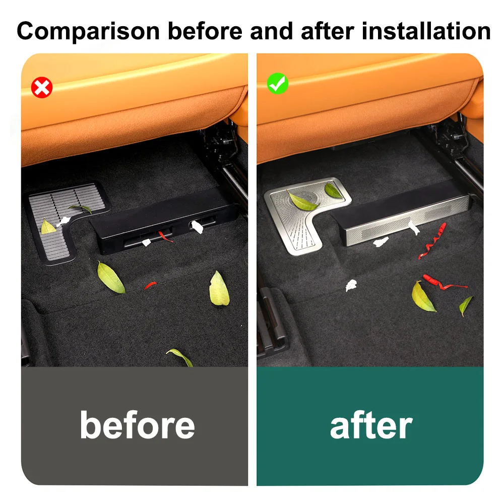 4 Pcs Underseat Ventilation Mask Automotive Modification Parts Fit For Li Lixiang i6 i8 Stainless Steel Dust Cover 2