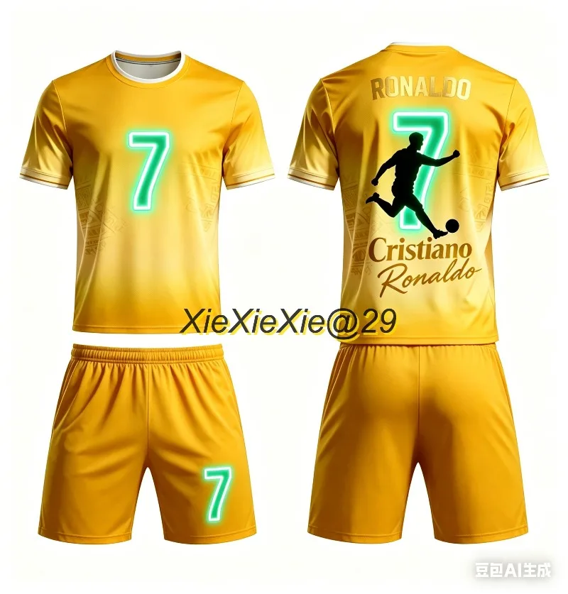 Summer Boys and Girls Special Edition 2026 AI Ronaldo # 7 Football Shirt T-shirt Shorts Set Adult and Children Couple Style Fans