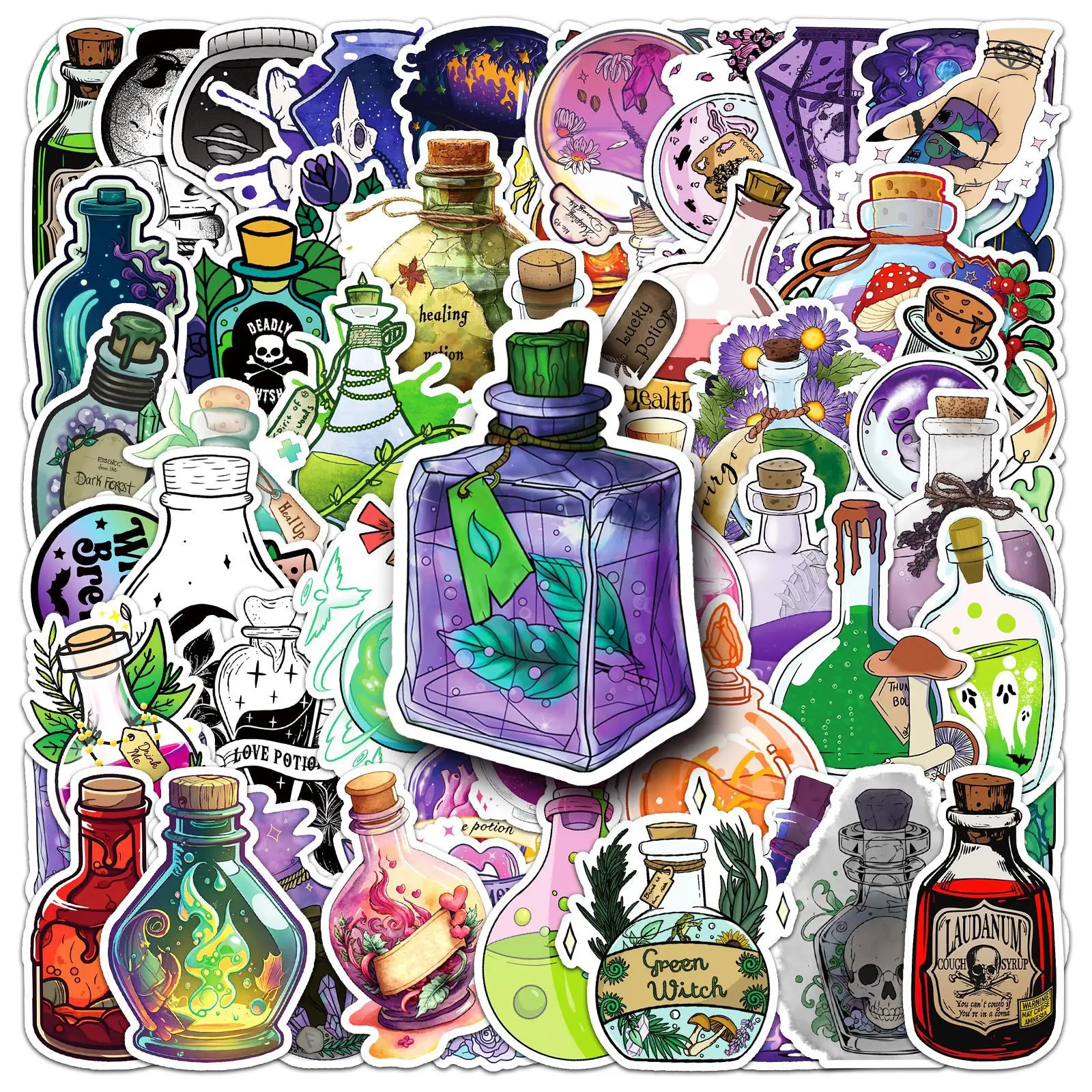 

50PCS Magic Potion Graffiti Stickers Personalized Creative Witch Decorative Luggage Phone Case Skateboard Stickers