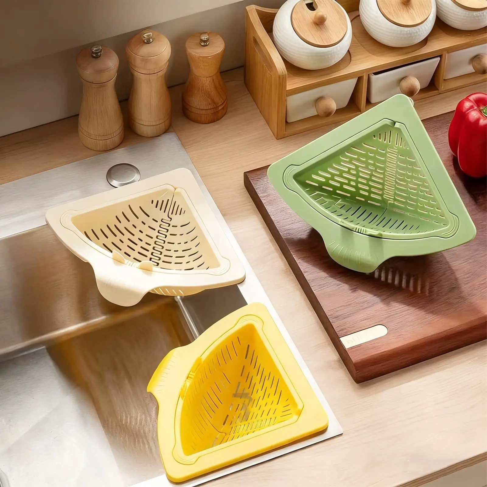 Magnetic Sink Drain Basket Stainless Steel Anti Clog Strainer Corner Sponge Holder Kitchen Food Catcher Filter for Home Office