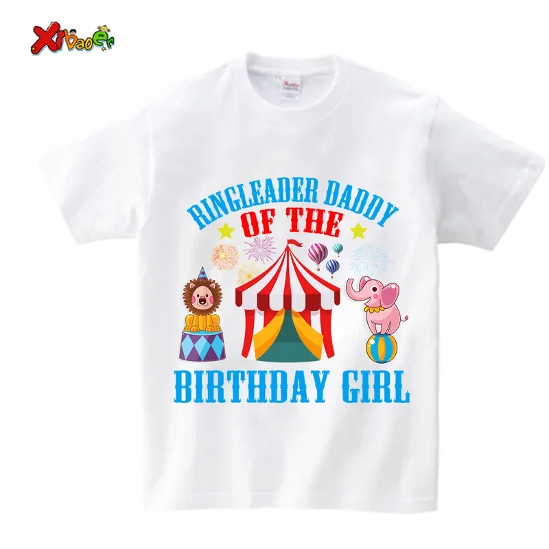 Funny Circus Troup Family Matching Outfits Cotton Mother Father and Daughter Son Tshirt Baby Birthday Arty Custom Name T-Shirt