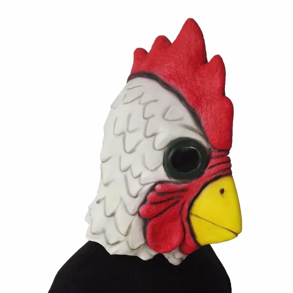 White Latex Rooster Adults Mad Chicken Cockerel Mask Halloween Scary Funny Masquerade Cosplay Mask Party Mask