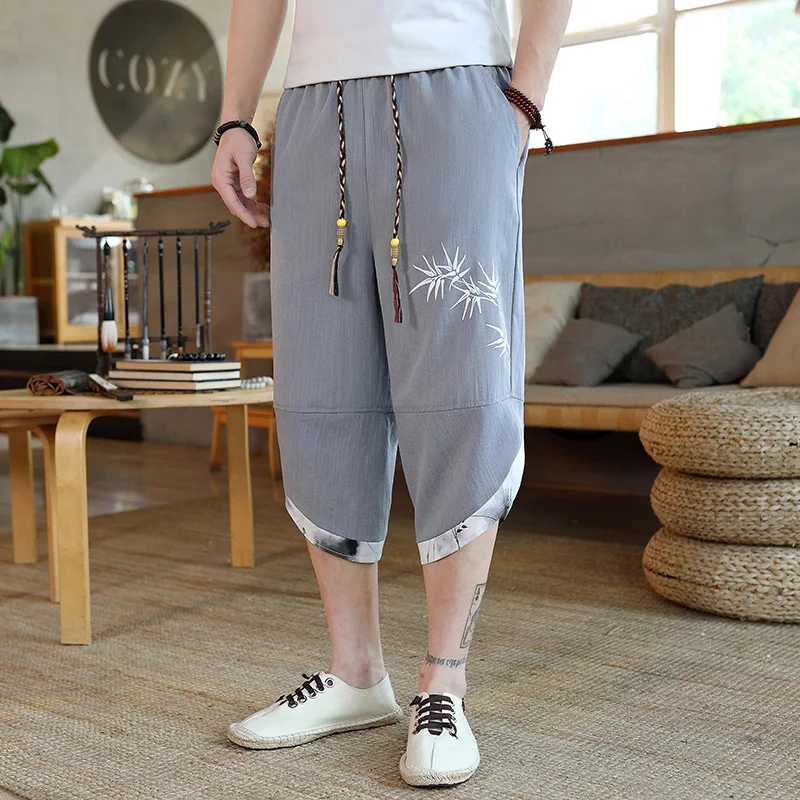 

Свободные прямые тонкие летние повседневные брюки для мужчин, модные дышащие шорты из полиэфирного волокна, молодежные, энергичные, стильные