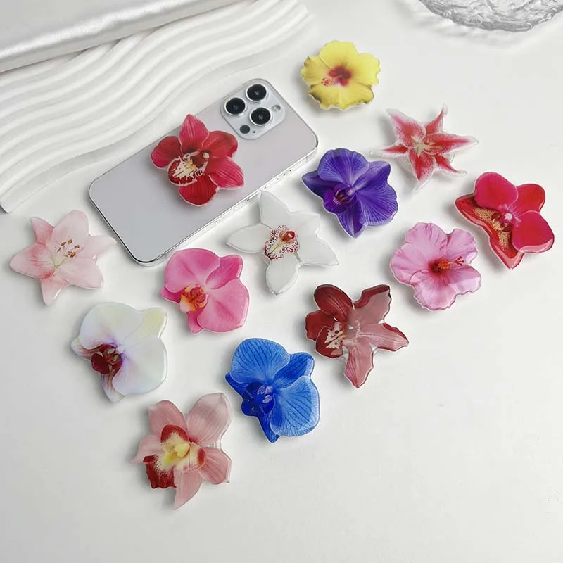 Cute Phalaenopsis Phone Holder Socket Grip Network Hot Talent Recommendation Foldable Cymbidium Phone Bracket For IPhone 16