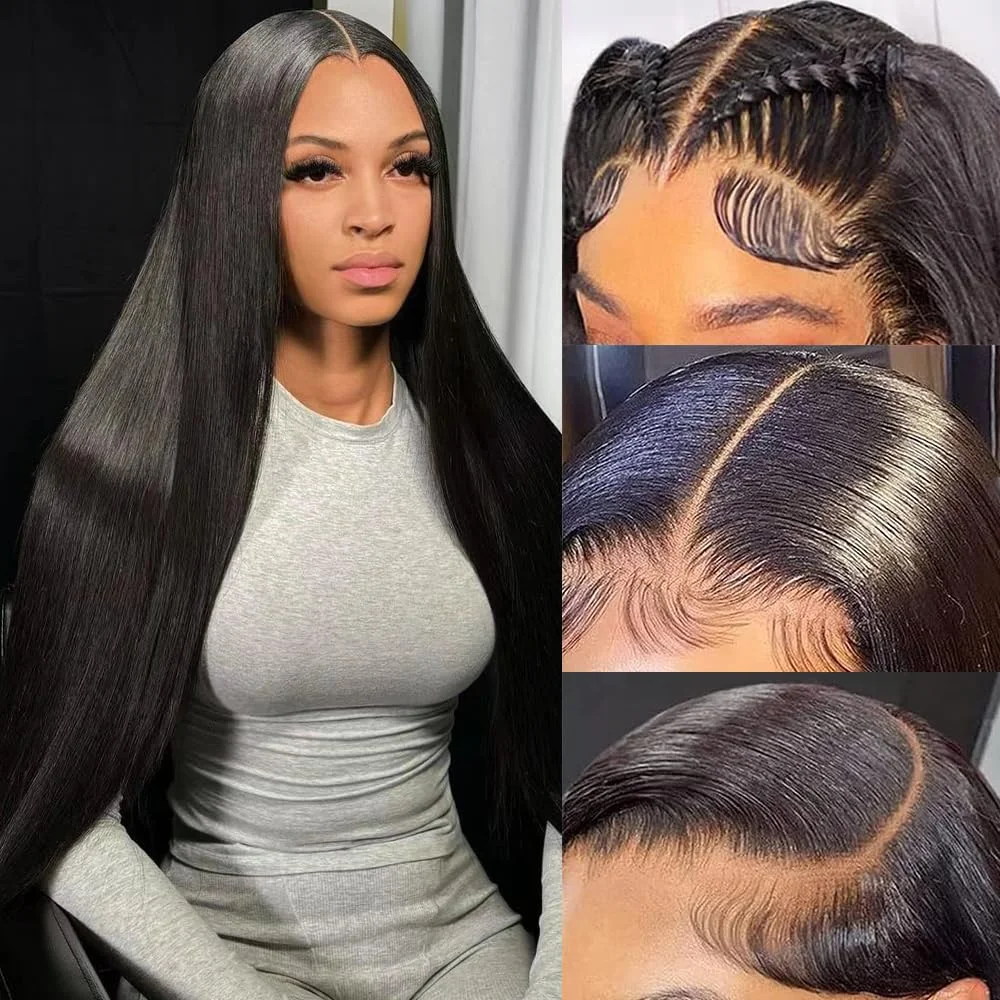 

200 Плотность 40 46 дюймов Прямые парики из натуральных волос на кружеве 13x4 13x6 HD Парик из натуральных волос на кружеве Remy Бесклеевые прямые парики из человеческих волос