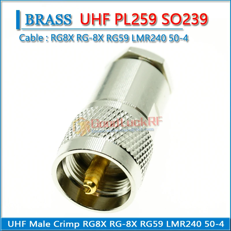 Connector Socket PL259 PL-259 SO239 SO-239 SL16 UHF Male Clamp Solder For RG-8X RG8X RG59 LMR240 Cable Brass RF Coaxial Adapter