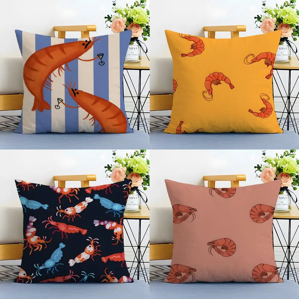 Simple Casual Shrimp Warm Daily Cushion Cover Linen Pillowcase Soft  for Sofa Bed Home Room Decor