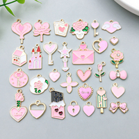 5pcs/30pcs Alloy enamel Valentine's Day Pendant Jewelry Making DIY Keychain Earrings Charms for Jewelry Bracelets Necklace