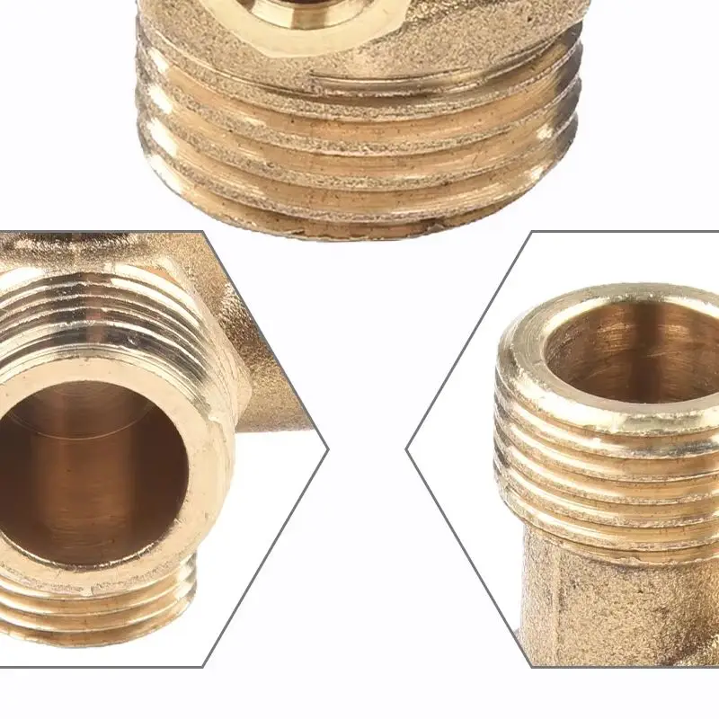 3-Port Brass Air Compressor Check Valve Connector Tool for Direct Air Compressor with Male Threaded Ends (20*16*10mm)