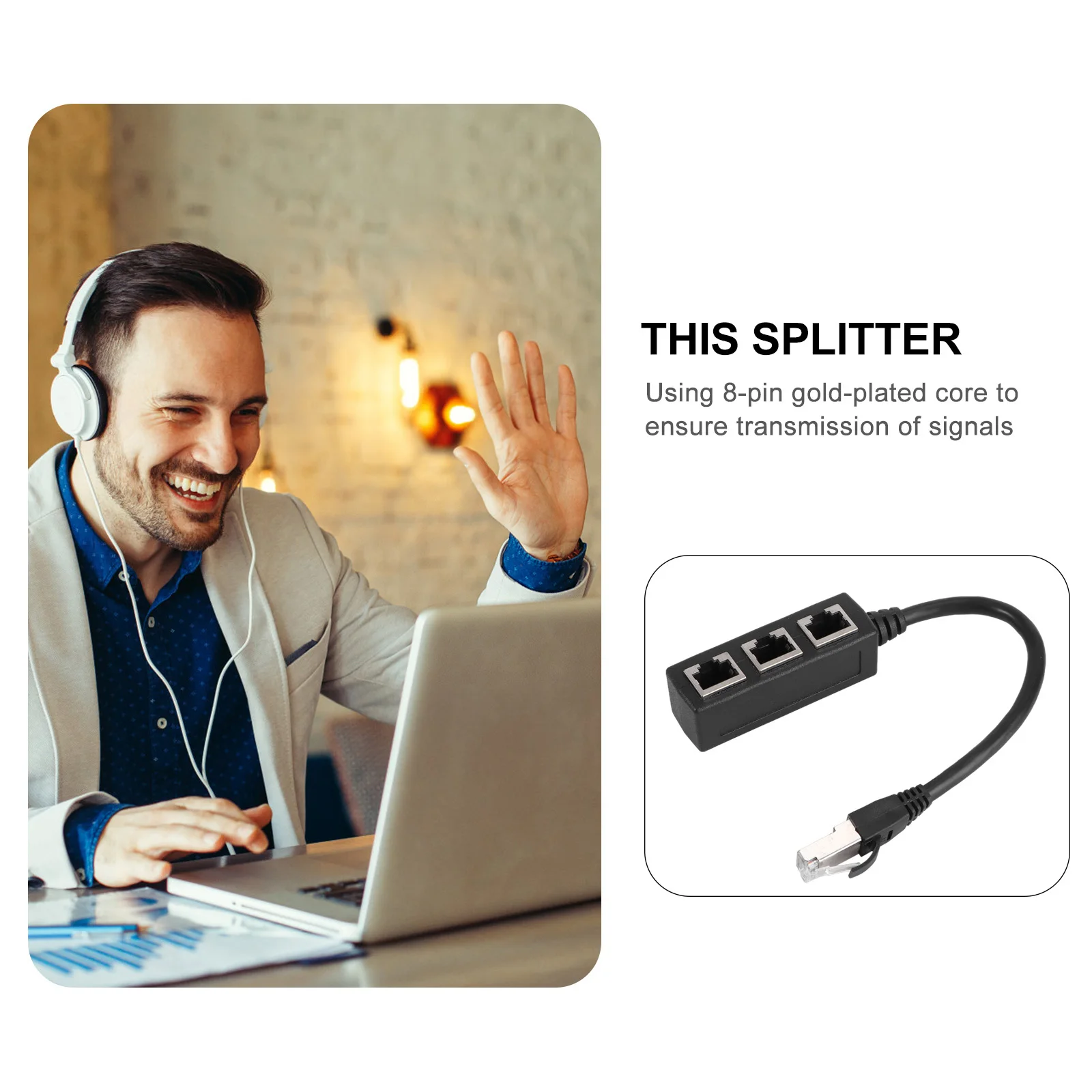 

Ethernet Splitter Cable 1 Male to 3 Female Port Black Lan Network Adapter Network Cable Connector for Multiple Devices