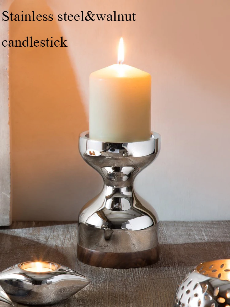 Wedding Party Candle Jar Home Decor Stainless Steel Funnel Candlestick Decoration Modern Metal Candlestick