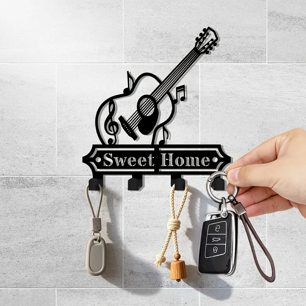 CIFBUY Guitar Key Holder Wall Mount Metal Iron Hooks Rustproof Outdoor Home Garden Patio Decor Gift Ornament