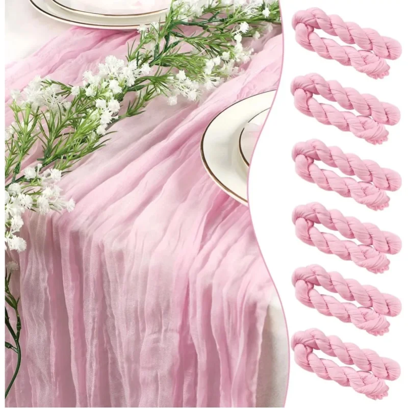 1 Stück/6 Stück 90*300 cm hellrosa Käsetuch-Tischläufer, Boho-Gaze-Stoff, rustikaler transparenter Tischläufer für Hochzeit, Brautparty