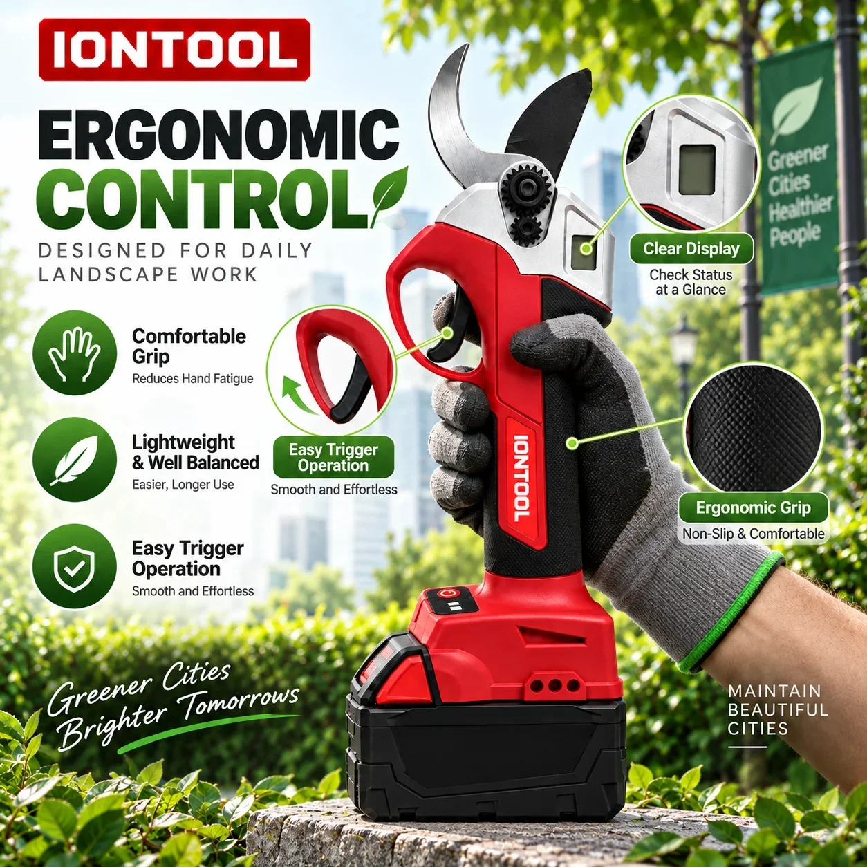 IONTOOL 30mm Opening Cordless Pruning Shears for Orchard Fruit Tree and Garden Branch Cutting Work Tool Only - view 5
