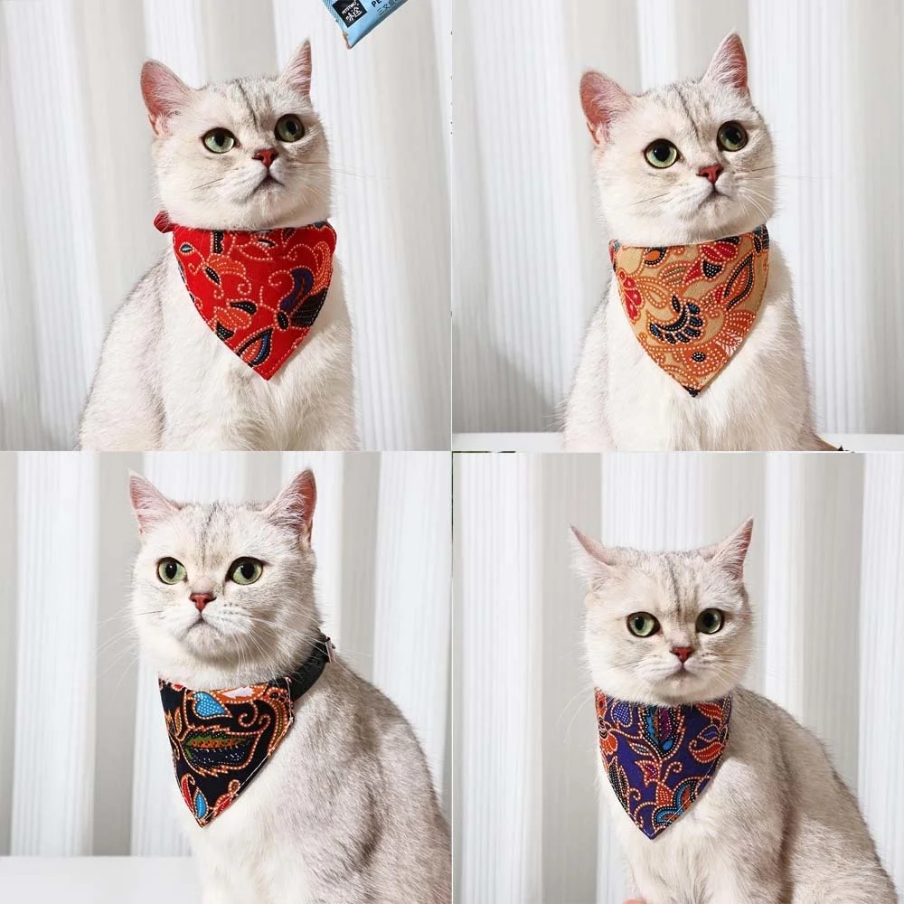 Adjustable Pets Banbana Collar PU Neck Scarf With Printed for Small Medium Large Dogs Cat Puppy Accessories Triangle Scarf XS-L