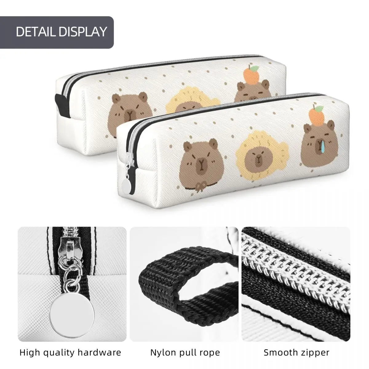 Estuche para lápices Kawaii Capybara con dibujos animados, estuche para bolígrafos para niñas y niños, útiles escolares de gran capacidad, estuches para lápices con cremallera