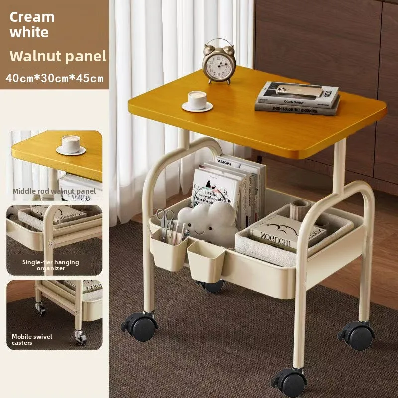 Movable Wheeled Coffee Side Table Cart Metal Frame Wood Top Multi-Layer Storage Swivel Rollers Compact X Cm Product Size Sofa