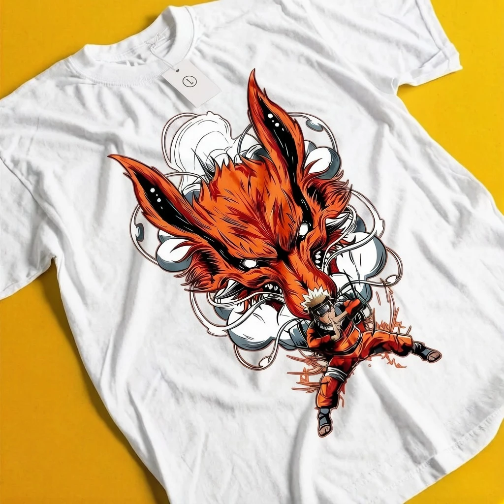 Summer New Naruto Uzumaki Sasuke Anime Printed T-shirt Men's Pure Cotton Neutral Casual Family Set Short Sleeved T-shirt
