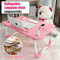 Household Portable Foldable Writing table lazy simple Dormitory  Study table Multifunctional Laptop Desk with Drawer for Bedroom
