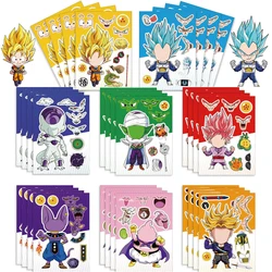 Autocollants Dragon Ball Puzzle Anime pour enfants, DIY Make-a-Face Assembler, Cool Cartoon Decal Assembler Jigsaw Toy Gift, 8 feuilles, 16 feuilles