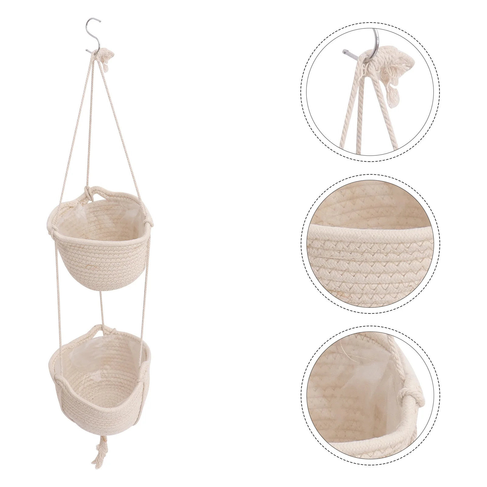 

1pc Cotton Rope Flower Basket Hand Woven Wedding Plant Pot Holder Natural Flowerpot Holder Elegant Decorations