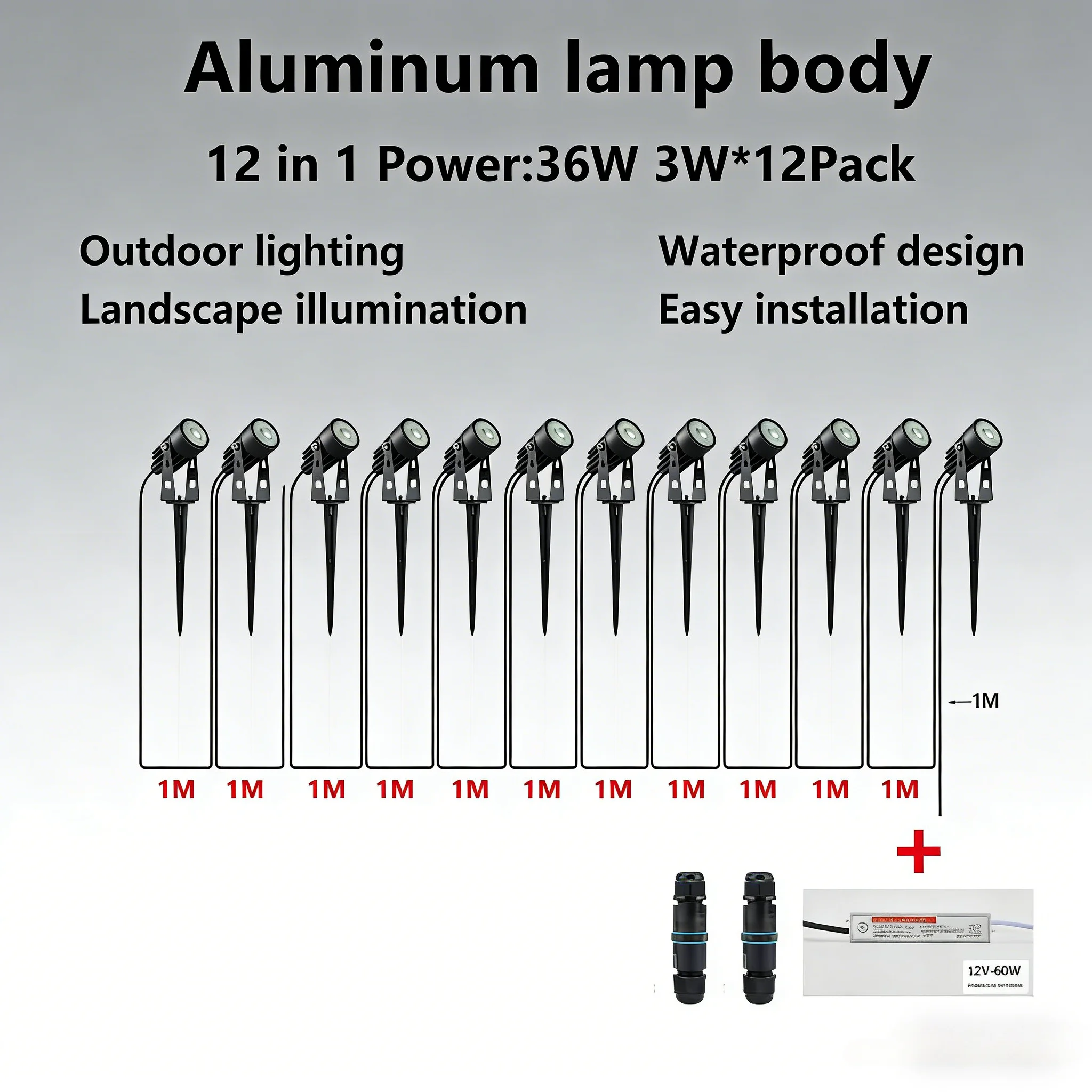 24V Low Voltage LED Garden Spot Lights 6-14Pack IP65 Waterproof + Transformer Outdoor Yard Patio Pathway Decorative Lighting
