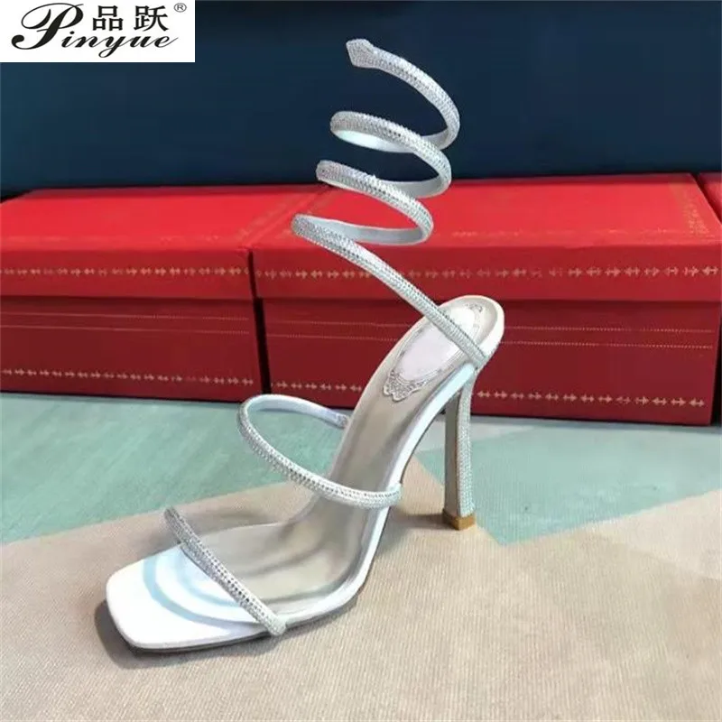 

Женские летние уличные стильные сандалии с ремешком на щиколотке и открытым носком, узкие женские сандалии на тонком высоком каблуке, пикантные банкетные туфли для стриптиза, размеры 34–41