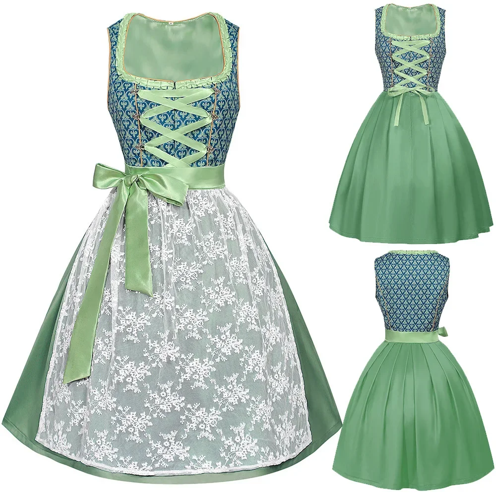 

Beer Festival Bavarian Costume Dress Lace Color Blocked Women's Dress Halloween Costume Fancy Masquerade Party Costume