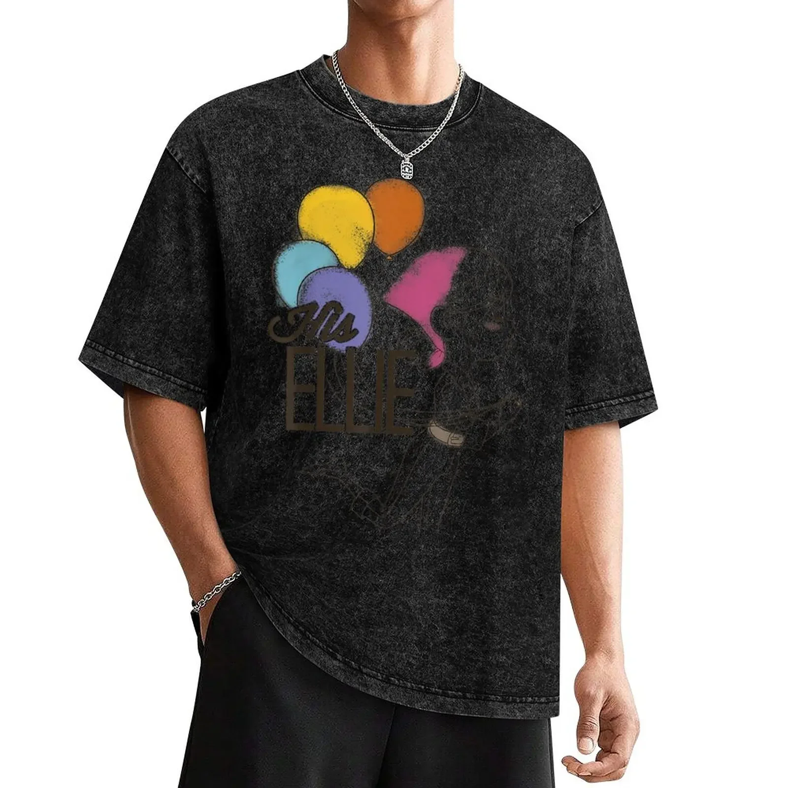 Up His Ellie Balloons Sketch Graphic T-Shirt oversized essential t shirt t shirts for men cotton