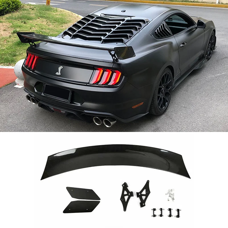 Rear Trunk Spoiler Wing for Ford Mustang GT V8 V6 Coupe 2015 - 2022 GT500 Style Rear Trunk Boot Lip Wing Spoiler Carbon Fiber