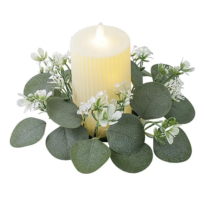 Candle Rings Wreaths Green Eucalyptus Leaves Wreaths Small Boho Wreath Table Centerpiece For Parties Home