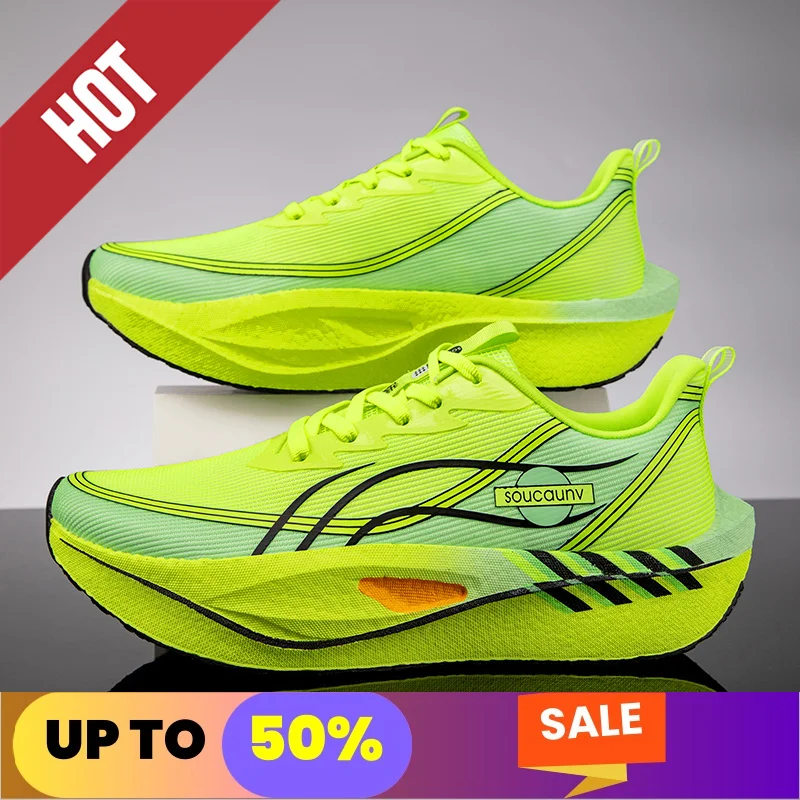 Zapatillas para correr informales con tabla de carbono para hombre, Tenis deportivos para maratón, transpirables, cómodas, atléticas, antideslizantes, para ocio