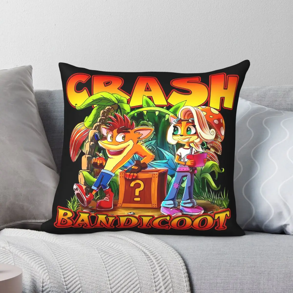 Game Crash Bandicoot Square Pillowcase Polyester Linen Velvet Pattern Zip Decor Pillow Case Home Cushion Cover 18