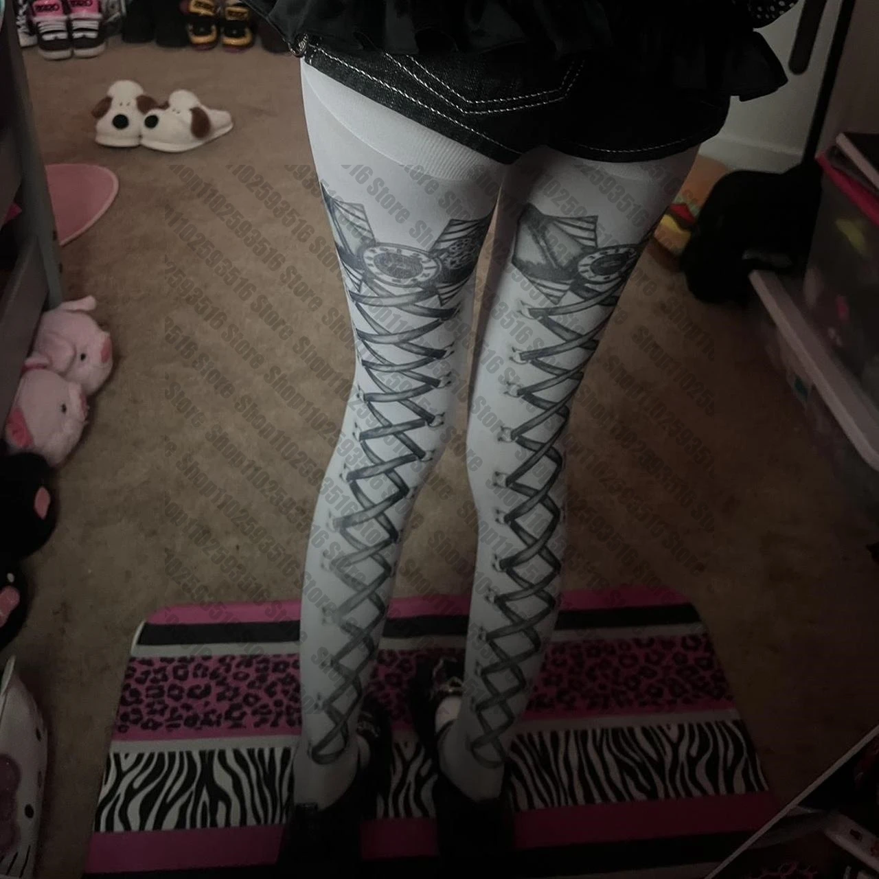 Fetish celana ketat wanita pengencang untuk wanita Gotik Lolita Harajuku theighetti Pantyhose Punk Sissy stoking untuk wanita Y2k Emo