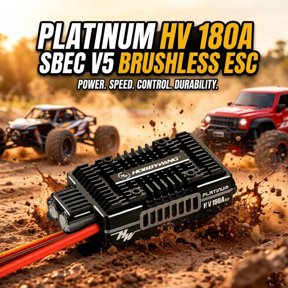

Hobbywing Platinum HV 180A SBEC V5 Бесщеточный регулятор скорости (ESC) 6-14S высокого напряжения для электрических вертолетов или самолетов класса 550-700.