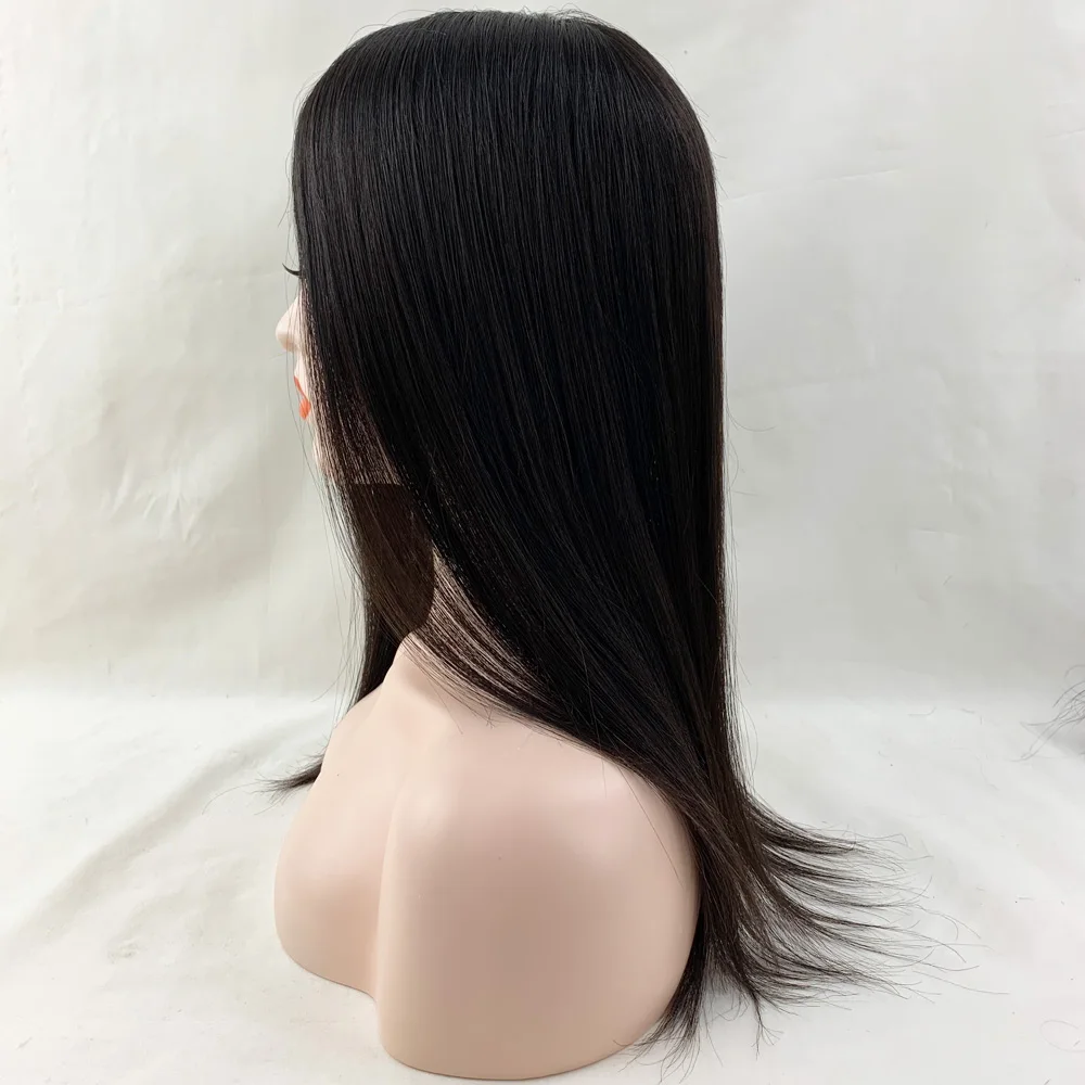 Handtied Invisible Knots Natural Scalp Silk Base Breathable Hairpiece Virgin Human Hair Toppers with PU  Around