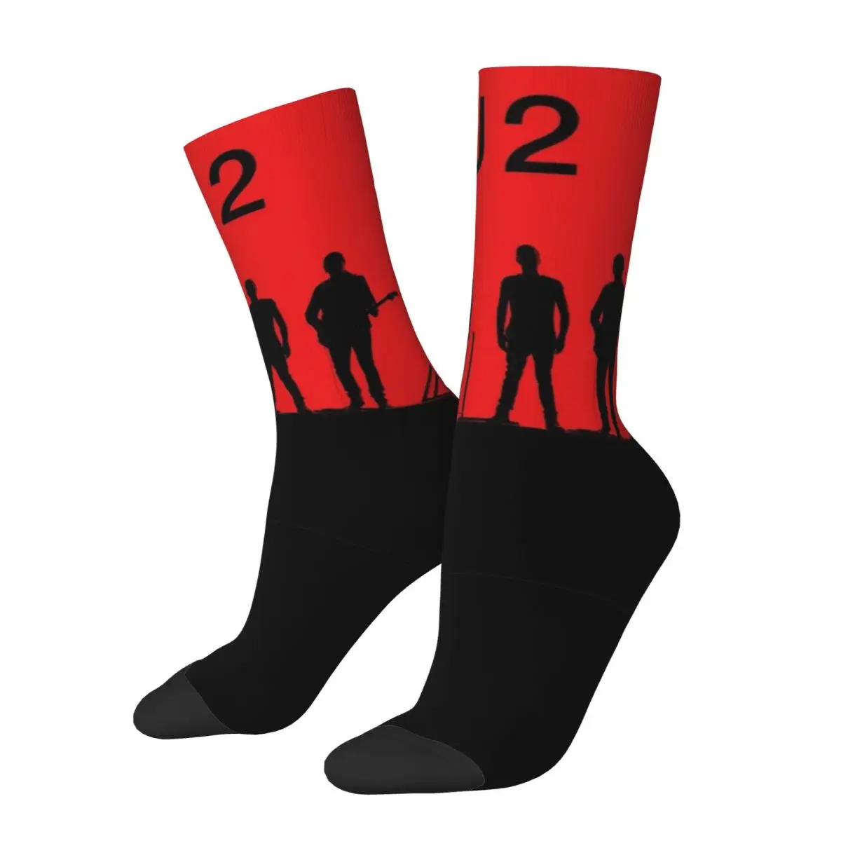 Crazy Design-calcetines de poliéster para hombre y mujer, medias de tubo medio con diseño de banda de Rock, estrella, U-U2, música, fútbol, Unisex