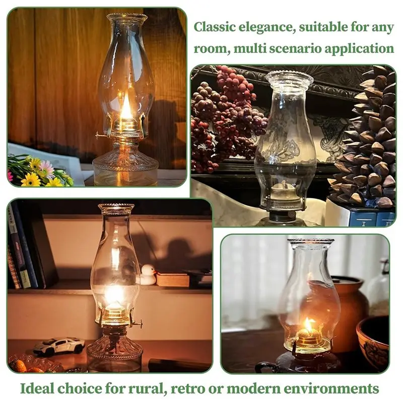 Happy New- Oil Lamp Chimney Replacement Clear Hurricane Lamp Glass Shade Wave Style 3 Inch Base 1 Pack