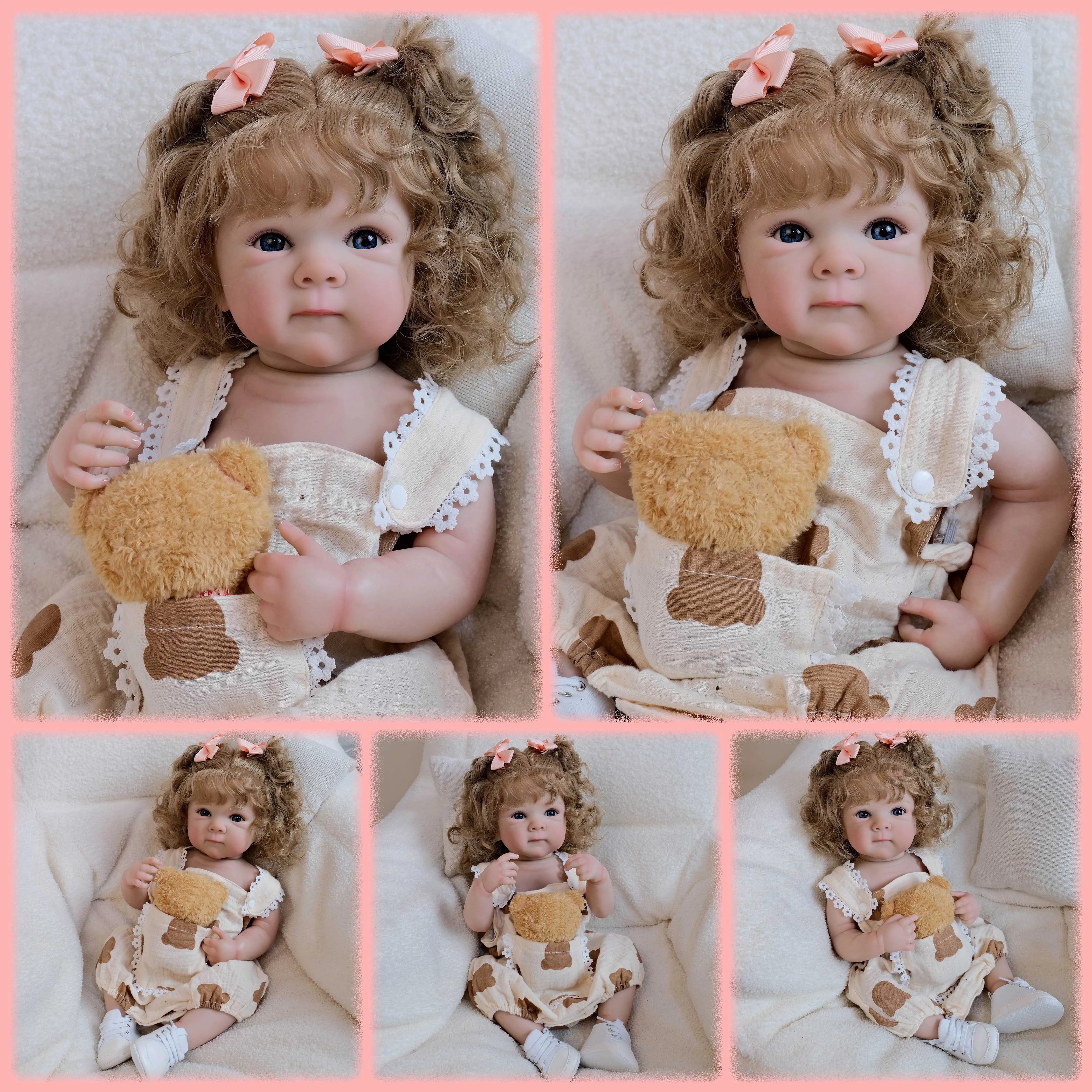 Bettie-Muñeca Reborn realista de cuerpo de vinilo suave, 19 pulgadas, pintura de múltiples capas, piel 3D con venas visibles, pelo rizado de raíz de mano