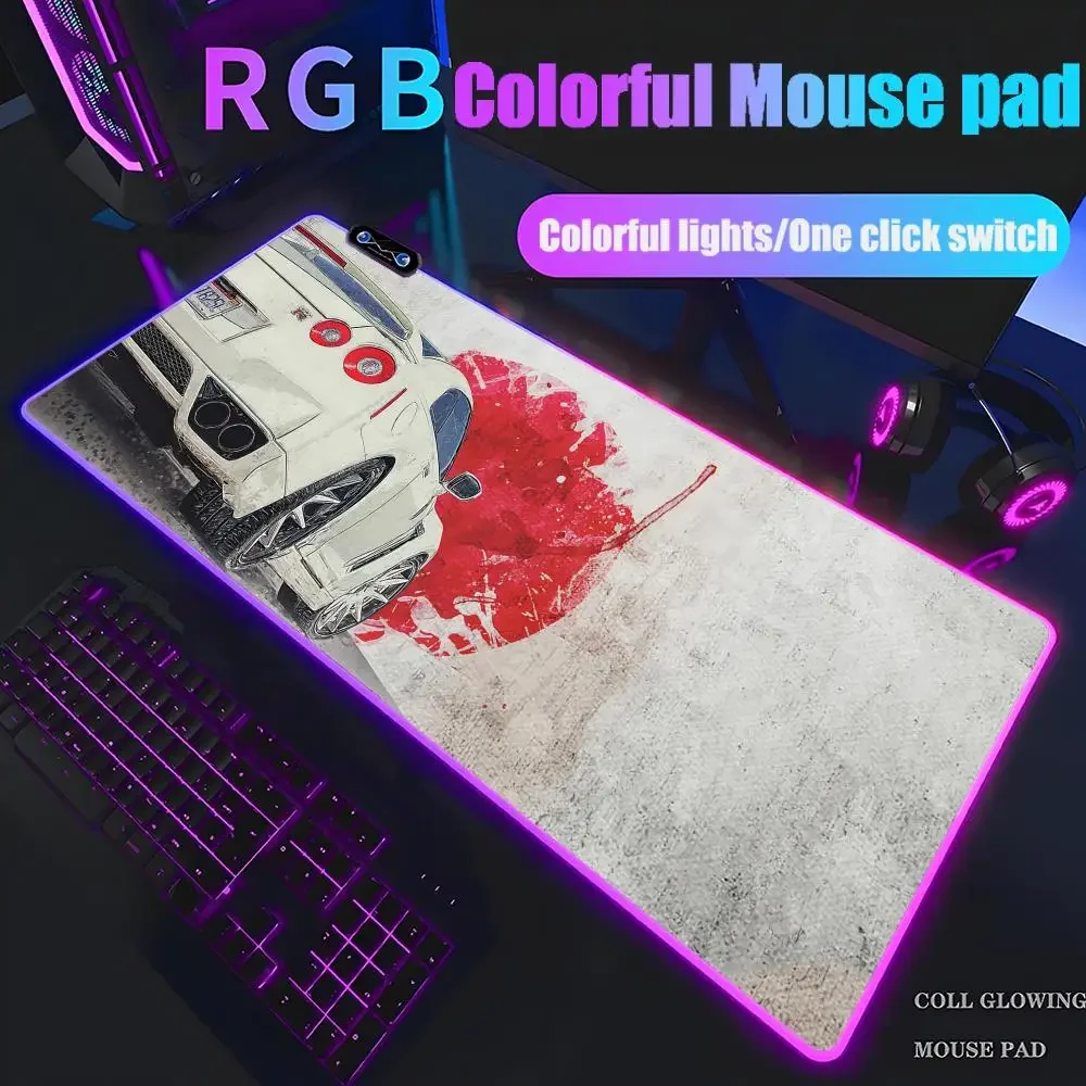 

GTR Mouse Pad Tablet RGB mouse Pad Laptop xl desktop mouse pad, cute HD Rainbow Gaming keyboard pad, csgo Player, 90x40