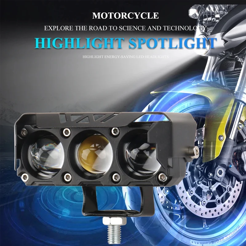 

Motorcycle accessories 3 lens Led lights spotlights for motorcycle trk 502x dual color 12v headlight Auxiliary additional lights