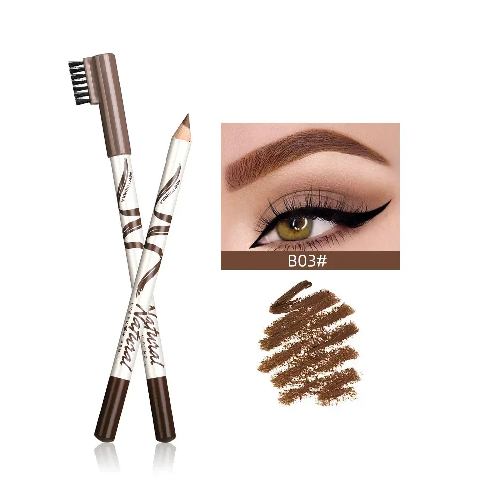 New Korean Double Eyebrow Pen with Brush Toothbrush Head Eyebrow Pencil Multifunctional Waterproof Long Lasting Makeup