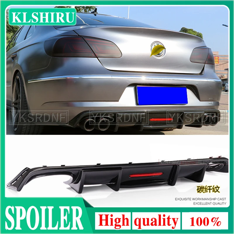 

Suitable for Volkswagen Passat CC spoiler 2009-2017 Shark style with LED light diffuser bumper guard carbon fiber rear lip