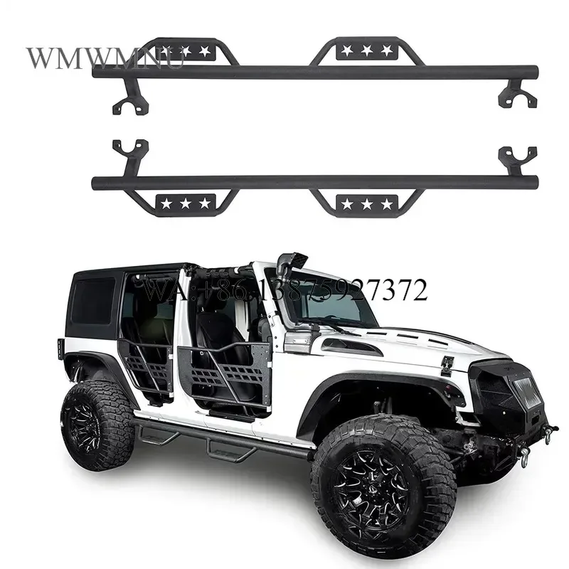 Wmwmnu for Wrangler JK 4 Door 2007-2017 Side Steps Running Board Solid Steel Nerf Bar