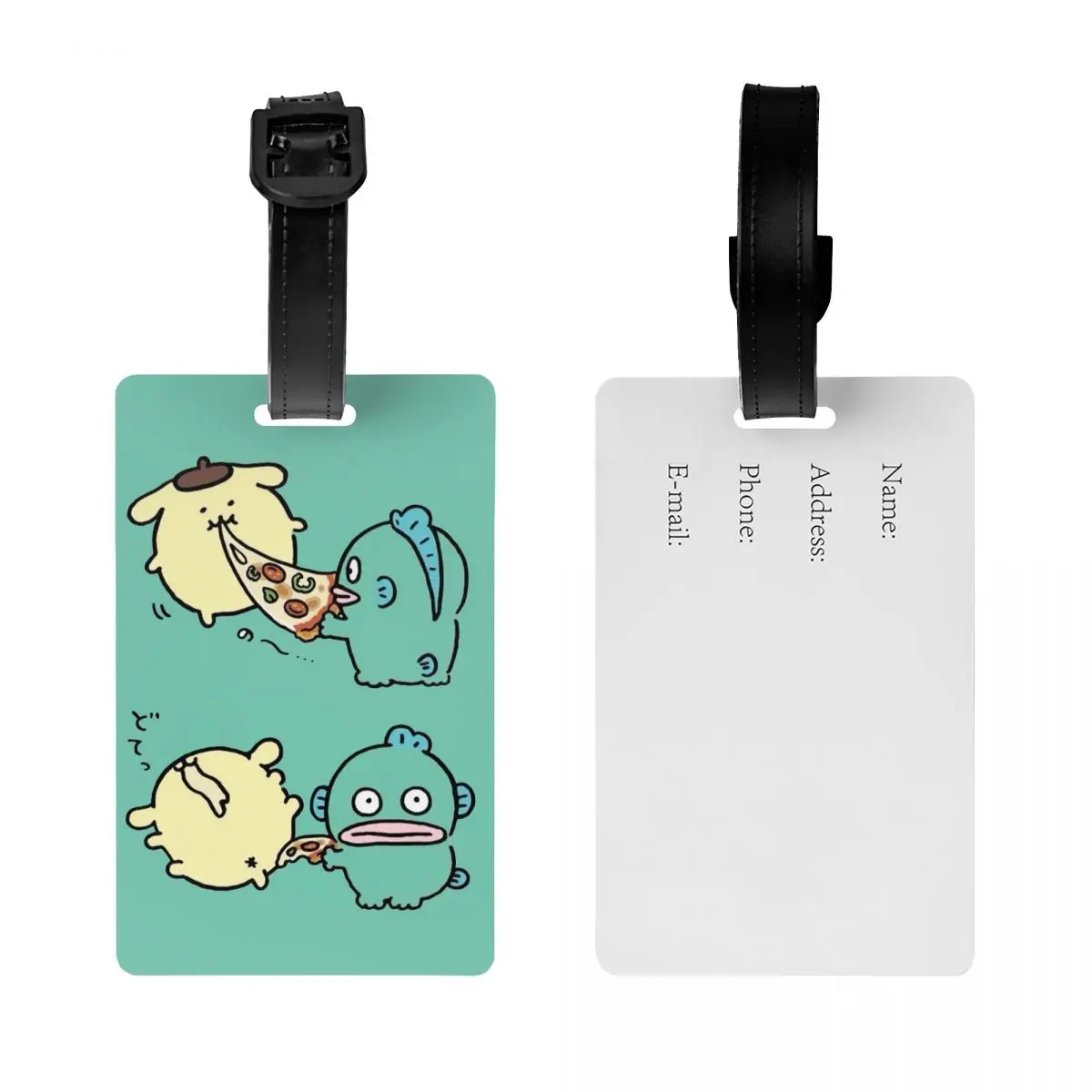 علامة الأمتعة Purin and Hangyodon المخصصة مع ملصق تعريف غطاء الخصوصية لبطاقة الاسم لحقيبة السفر #2