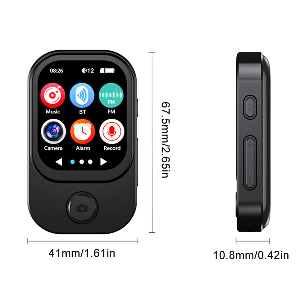 เครื่องเล่น MP3 พร้อมกล้องเครื่องเล่นเพลงหน้าจอสัมผัสขนาด 2.01 นิ้วพร้อม BT 5.4 สําหรับกีฬา/วิ่ง/ขี่จักรยาน/ออกกําลังกาย