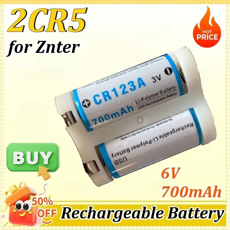 

2CR5 6V 700mAh for Znter TYPE-C USB Rechargeable Li-polymer 2CR5 Battery Charging Lithium Battery 2CR5 Battery Holder Convenient