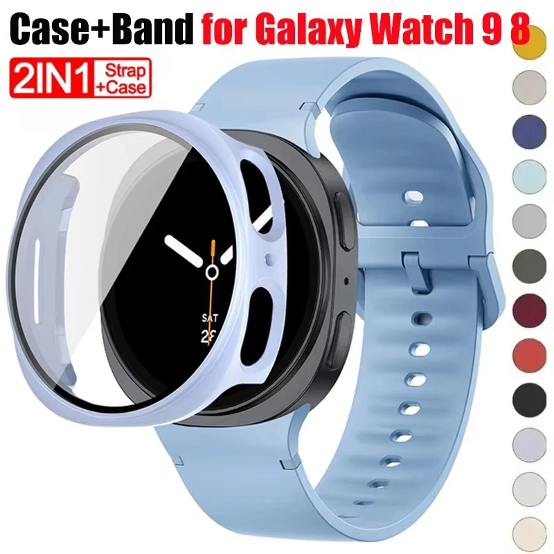 Case+Band for Samsung Galaxy Watch 9/8 44mm 40mm Sport Wrist Replacement Belt Correa Bracelet+Cover for Galaxy Watch 9 Straps