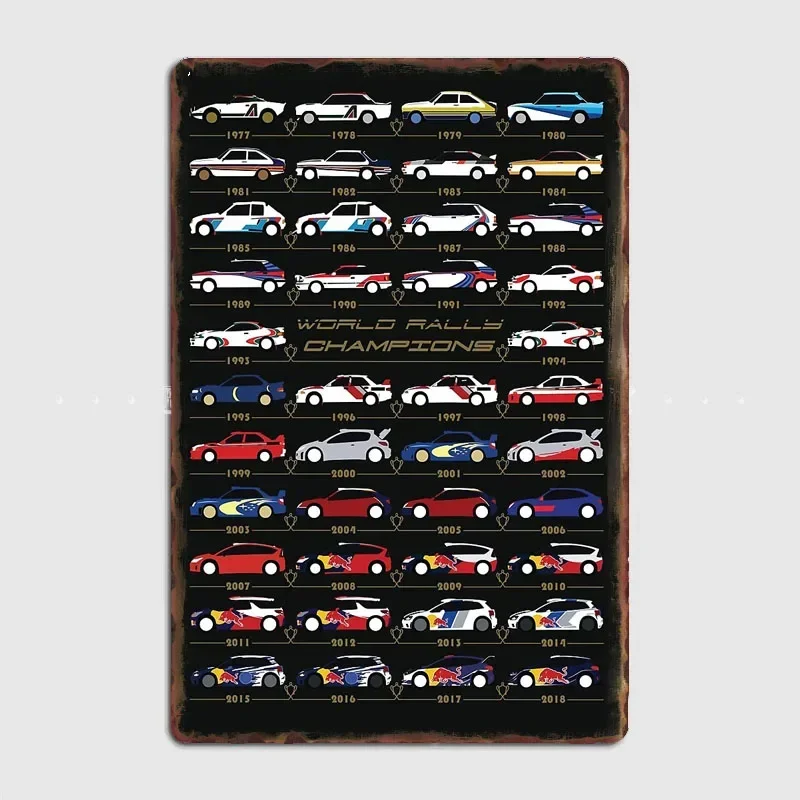 Classic Car World Rally Aces Rally Cars Retro Poster Metal Sign Garage Club Room Wall Decor Custom Tin Home Decor