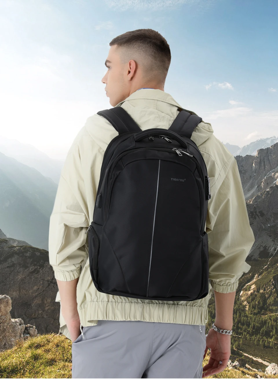 Tigernu Reiserucksäcke 14-15,6-17'' Laptop-Rucksack für Männer TSA Anti-Diebstahl-Rucksack Nylon-Rucksäcke Tasche für Schultasche Rucksack – Detail 2